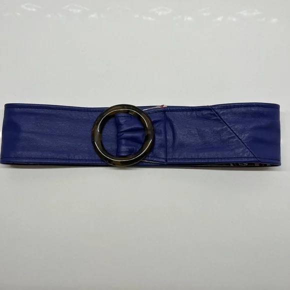URBAN RENEWAL Faux Leather Purple Adjustable Belt Round Buckle Retro 80's Look - Picture 11 of 11
